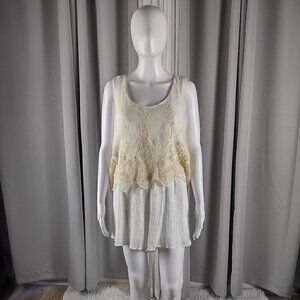 Charlotte Russe Women's Ivory Cream Hombre Color Sleeveless Lace Romper Size XL